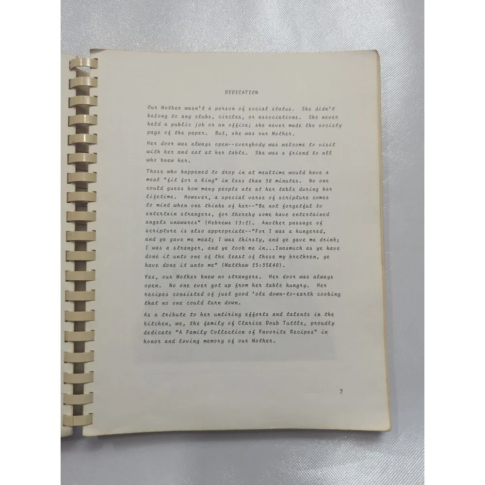 Clarice Doub Tuttle Family Recipe‎ Book Pfafftown, NC Elm Grove United Methodist